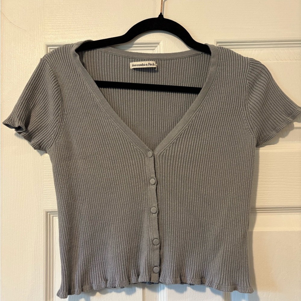 Ribbed Button-Up Top